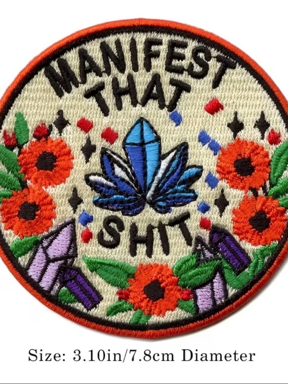 Crystal Floral Embroidered Iron On Patch- Manifest That Shit